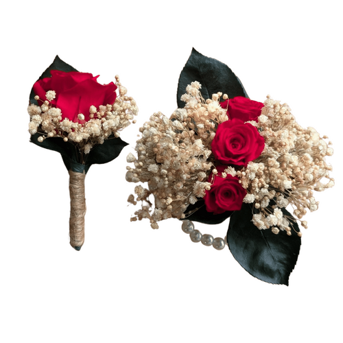 Image of Preserved Corsage and Button Hole, Duo Pack, Red